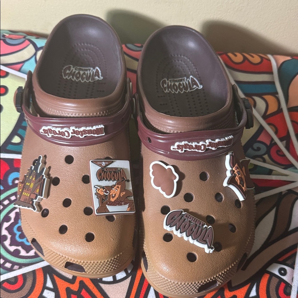 CROCS Kids Brown Slippers with Cartoon Charms